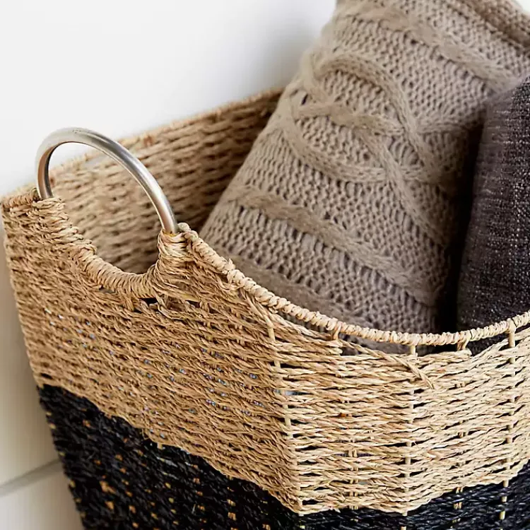 Baskets & Boxes>Kirklands Home Striped Natural Seagrass Basket