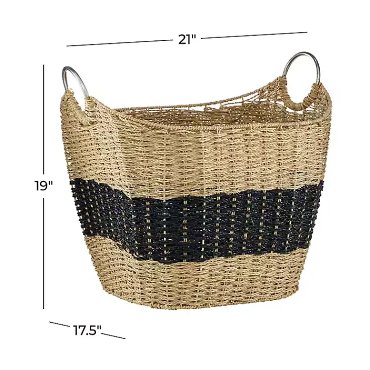 Baskets & Boxes>Kirklands Home Striped Natural Seagrass Basket