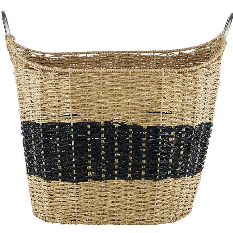 Baskets & Boxes>Kirklands Home Striped Natural Seagrass Basket