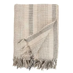 Blankets & Throws>Kirklands Home Stripes and Fringe Cream Throw Blanket Ivory