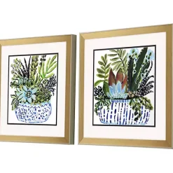 Kirklands Home Succulent Garden Framed Art Prints, Set of 2 Green Discount