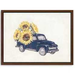 Fall>Kirklands Home Sunflower Farm Truck Framed Canvas Art Print