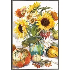 Fall>Kirklands Home Sunflower Mason Jar Framed Canvas Art Print Multi