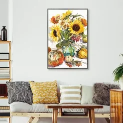 Fall>Kirklands Home Sunflower Mason Jar Framed Canvas Art Print Multi
