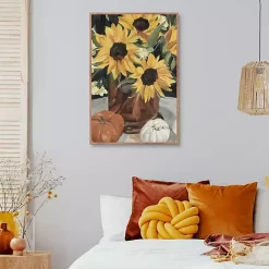 Kirklands Home Sunflower Vase and Pumpkins Framed Canvas Print Outlet