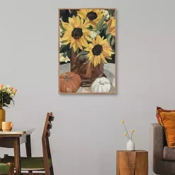Kirklands Home Sunflower Vase and Pumpkins Framed Canvas Print Outlet