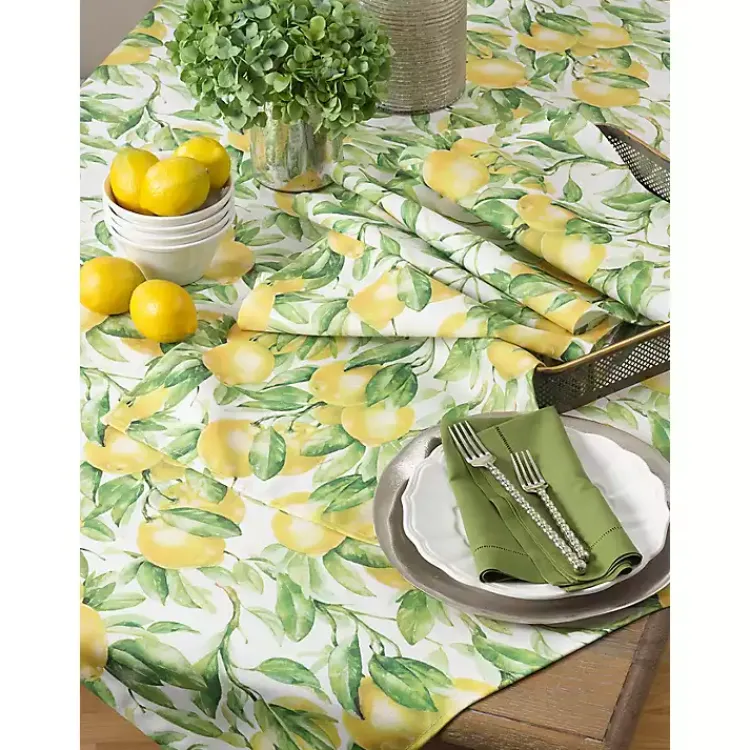 Kirklands Home Sunny Lemon Print Table Runner Best