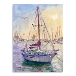 Kirklands Home Sunset Boat Canvas Art Print Multi Hot