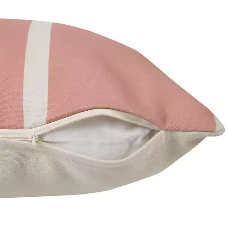 Kirklands Home Sunset Pink Double Stripe Outdoor Pillow Clearance