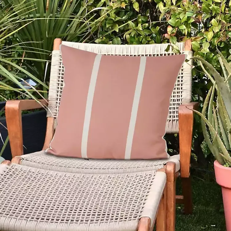 Kirklands Home Sunset Pink Double Stripe Outdoor Pillow Clearance