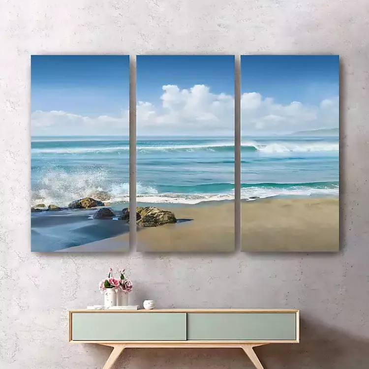 Kirklands Home Sweeping Blue Canvas Art Prints, Set of 3 Discount