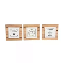 Christmas Decorations>Kirklands Home Tabletop Wood Plank Christmas Plaques, Set of 3