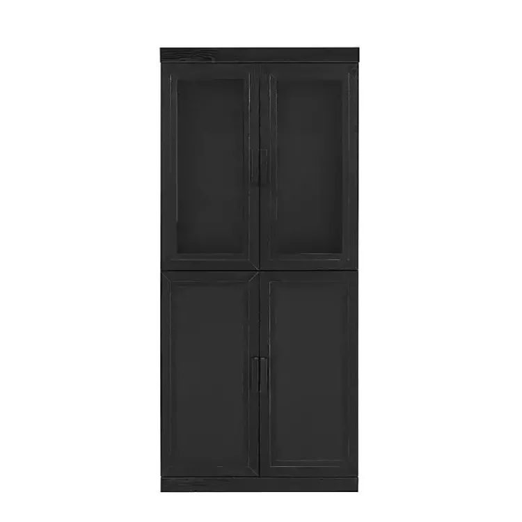 Kirklands Home Tall Black Wood and 4-Door Storage Cabinet Sale