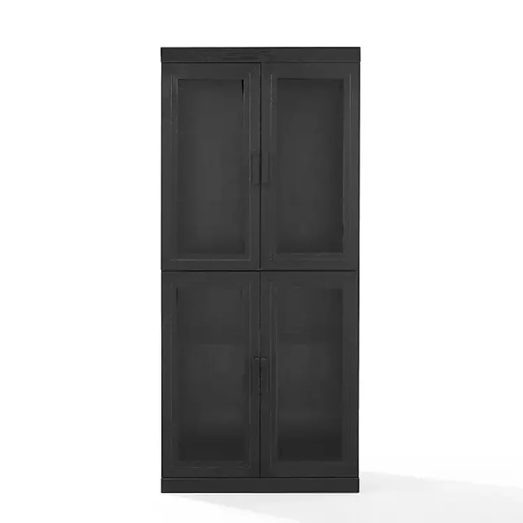 Kirklands Home Tall Black Wood and Glass Door Storage Cabinet Online