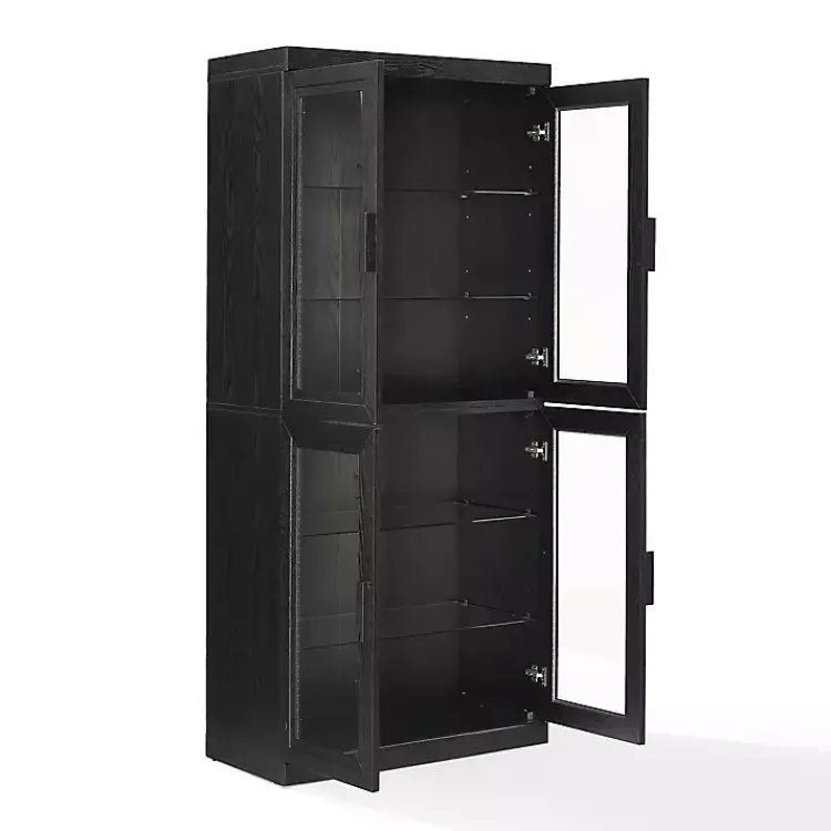 Kirklands Home Tall Black Wood and Glass Door Storage Cabinet Online