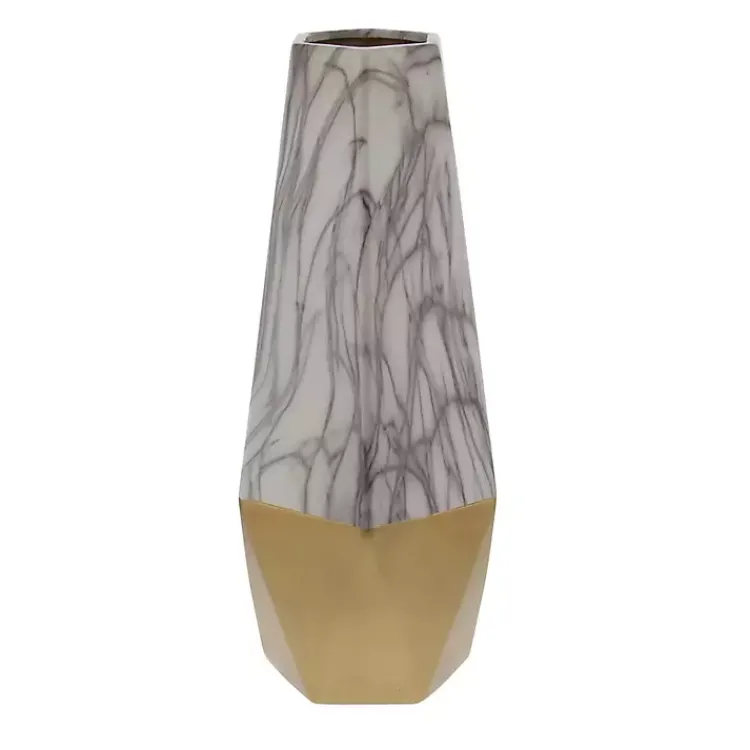 Vases>Kirklands Home Tall Gold Marble Ceramic Vase