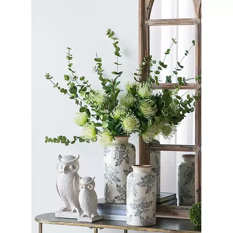 Vases>Kirklands Home Tall Gray and Ivory Vase