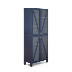 Kirklands Home Tall Navy Triangle 4-Door Wood Cabinet Blue Hot