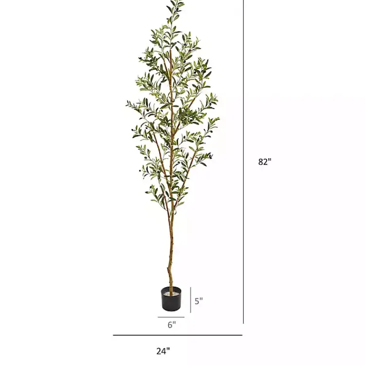 Trees & Topiaries>Kirklands Home Tall Potted Olive Branch Tree, 82 in.