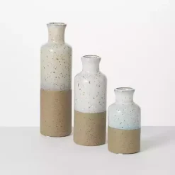 Vases>Kirklands Home Tall Terracotta Two-Toned Speckled Vases, Set of 3