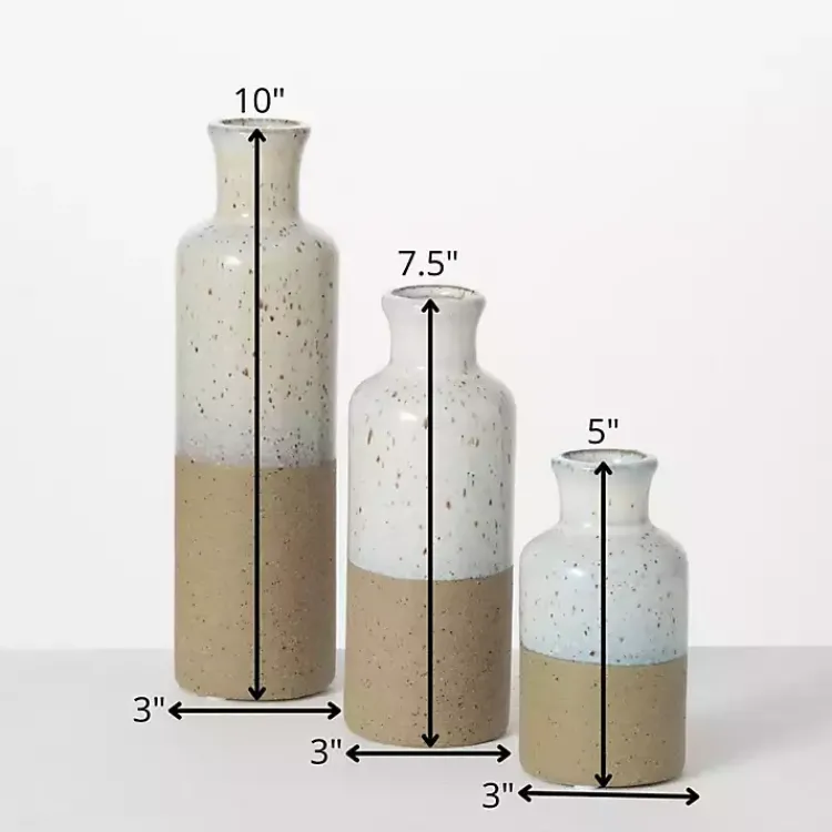 Vases>Kirklands Home Tall Terracotta Two-Toned Speckled Vases, Set of 3