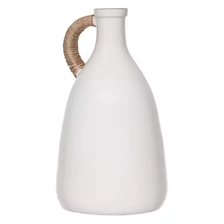 Vases>Kirklands Home Tall Jug Vase with Rope Handle White