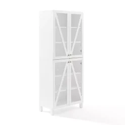 Kirklands Home Tall Triangle 4-Door Wood Cabinet White Outlet