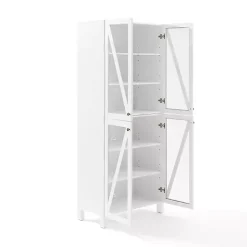 Kirklands Home Tall Triangle 4-Door Wood Cabinet White Outlet
