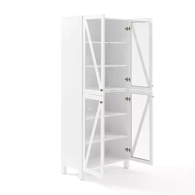 Kirklands Home Tall Triangle 4-Door Wood Cabinet White Outlet