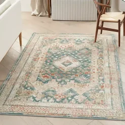 Kirklands Home Talula Teal Bohemian Vintage Area Rug, 5x7 Online