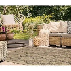 Kirklands Home Tan & Black Diamonds Indoor/Outdoor Area Rug, 5x7 Best