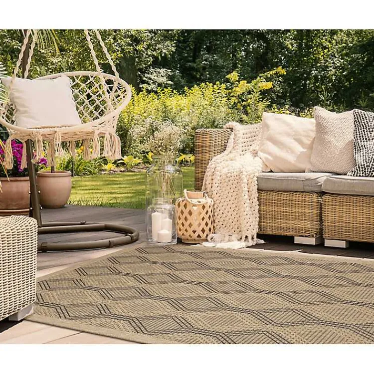 Kirklands Home Tan & Black Diamonds Indoor/Outdoor Area Rug, 5x7 Best