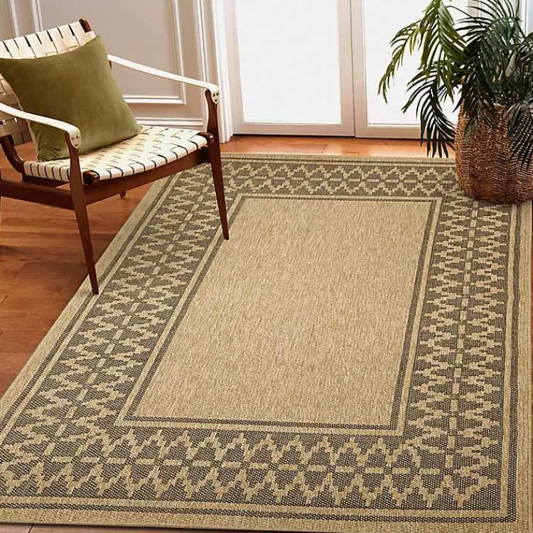 Kirklands Home Tan & Black Zig Zag Indoor/Outdoor Area Rug, 5x7 Outlet