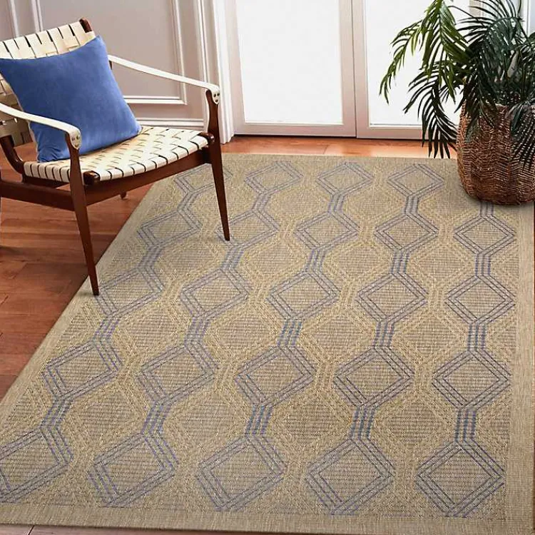 Kirklands Home Tan & Navy Diamonds Indoor/Outdoor Area Rug, 5x7