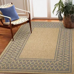 Kirklands Home Tan & Navy Zig Zag Indoor/Outdoor Area Rug, 7x9 Best