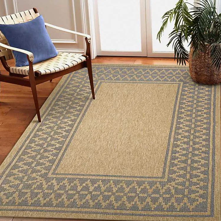 Kirklands Home Tan & Navy Zig Zag Indoor/Outdoor Area Rug, 7x9 Best