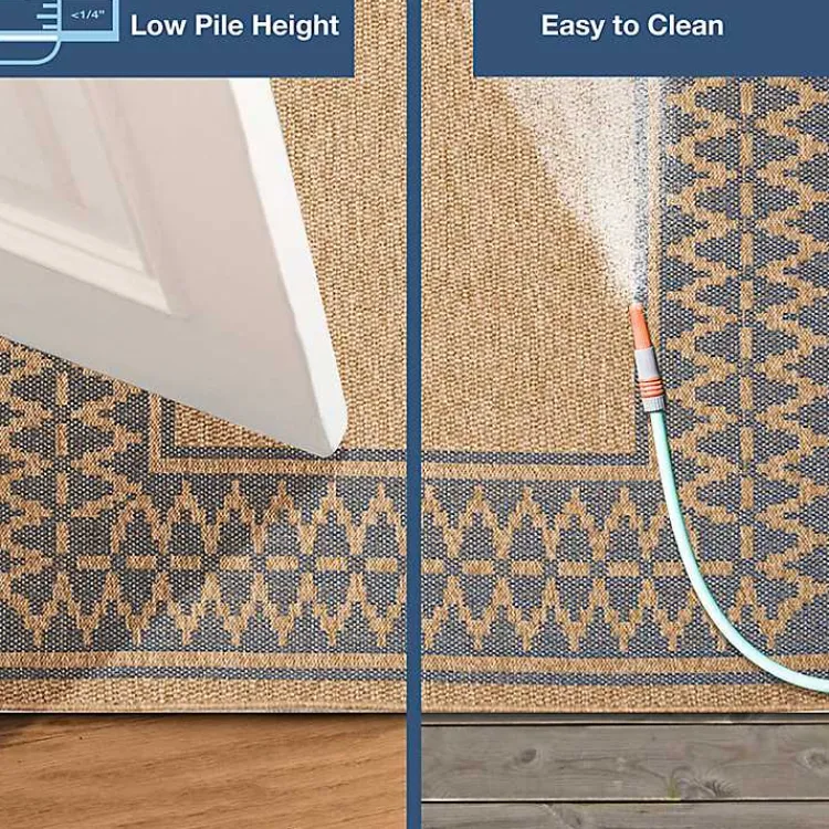 Kirklands Home Tan & Navy Zig Zag Indoor/Outdoor Area Rug, 7x9 Best
