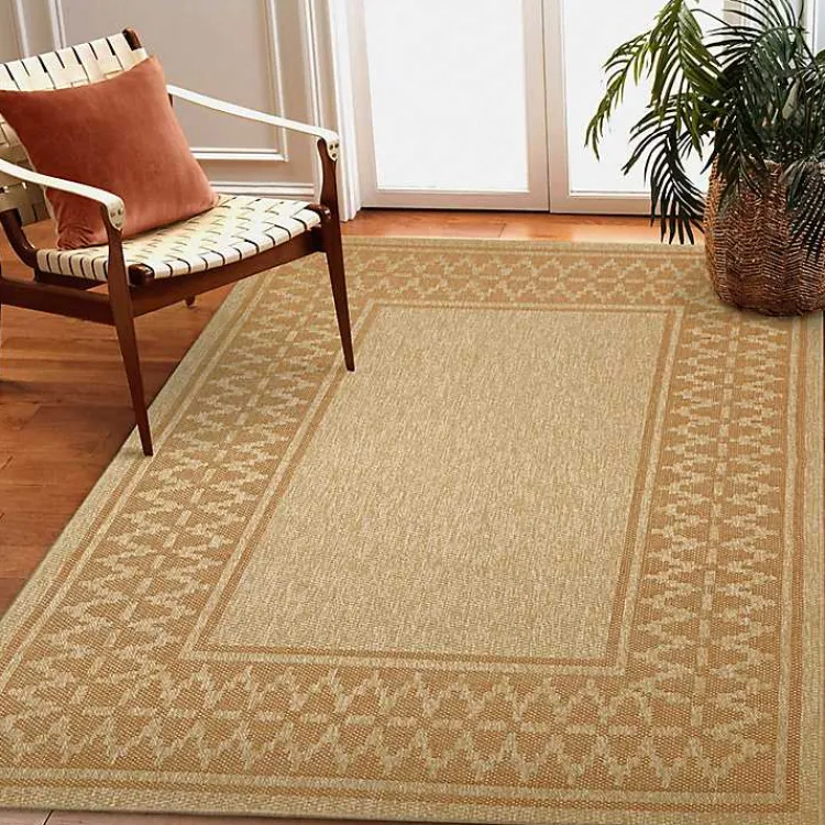 Kirklands Home Tan & Orange Zig Zag Indoor/Outdoor Area Rug, 7x9 Hot