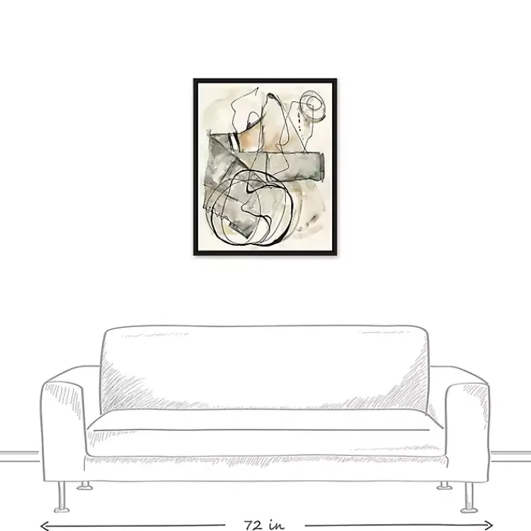 Kirklands Home Tan and Black Abstract Framed Canvas Art Print Best