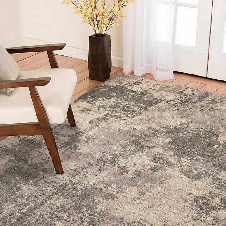 Kirklands Home and Black Abstract Livs Area Rug, 5x7 Tan Hot