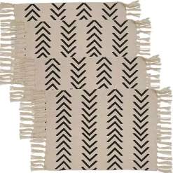 Kirklands Home Tan and Black Chevron Cotton Placemats, Set of 4 Hot