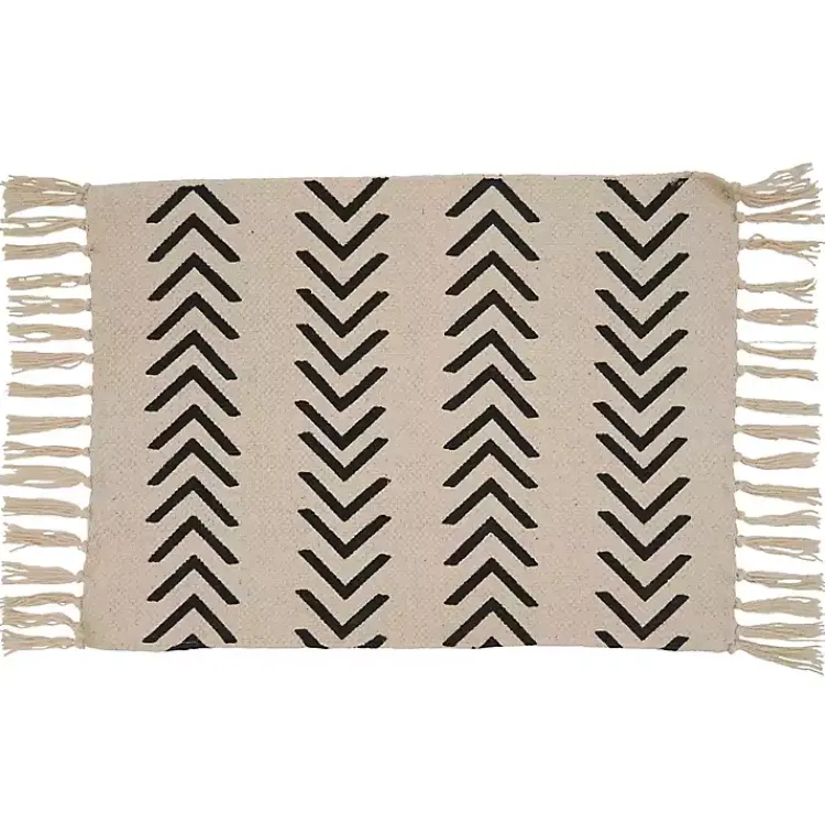 Kirklands Home Tan and Black Chevron Cotton Placemats, Set of 4 Hot