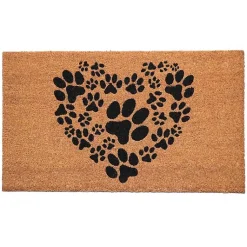 Kirklands Home Tan and Black Coir Heart Paws Doormat, 24x36 Best