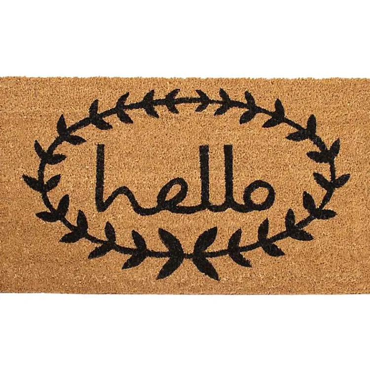 Kirklands Home Tan and Black Evergreen Hello Doormat, 36x24 in. Discount