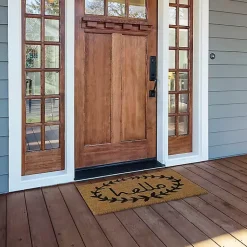 Kirklands Home Tan and Black Evergreen Hello Doormat, 36x24 in. Discount