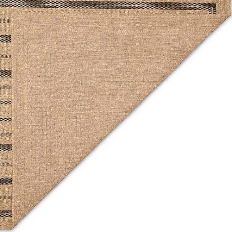 Kirklands Home Tan and Black Framed Indoor/Outdoor Area Rug, 5x7 New