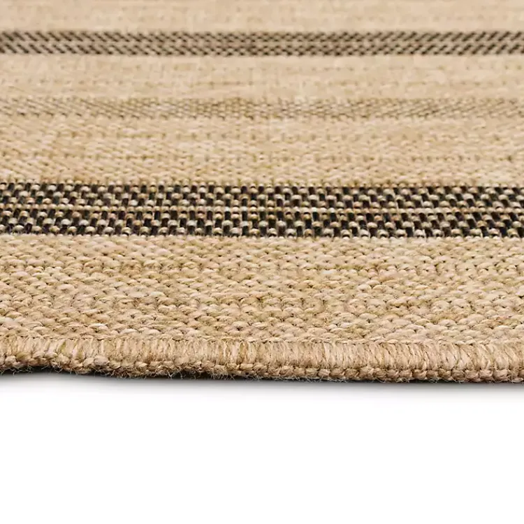 Kirklands Home Tan and Black Framed Indoor/Outdoor Area Rug, 5x7 New