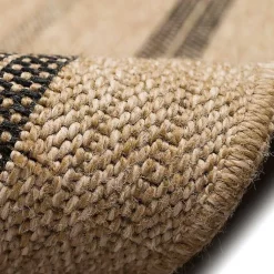Kirklands Home Tan and Black Framed Indoor/Outdoor Area Rug, 7X9 Clearance