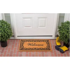 Kirklands Home Tan and Black Scroll Welcome Doormat, 29x17 in. Online