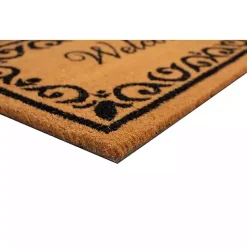 Kirklands Home Tan and Black Scroll Welcome Doormat, 36x24 in. Sale